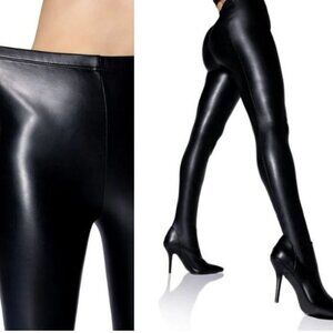 Azalea Wang Kay Kay Black Stretch Pant Boots Size 7 Stiletto Heel Poots Leggings